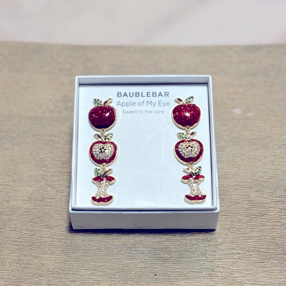 BaubleBar Glittering Apple Earrings NEW